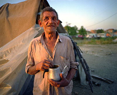 Husejin Ates, 60, roadside camp