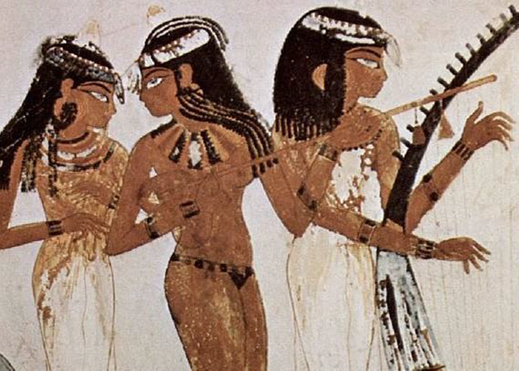 ancient depiction of female Egyptian musicians